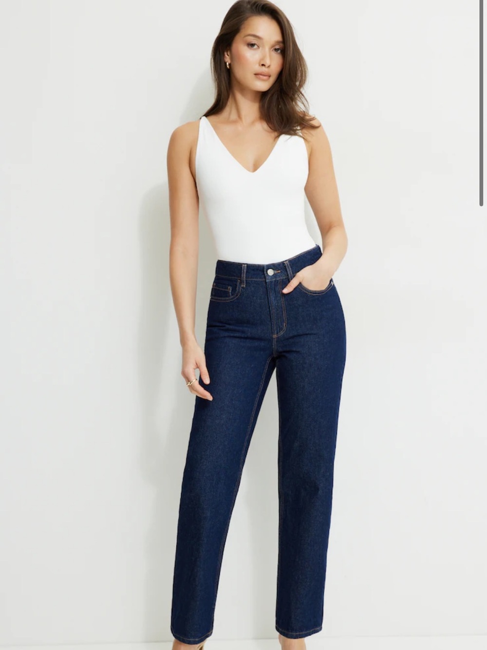 Dynamite Justina Straight Leg Jeans in Black Denim